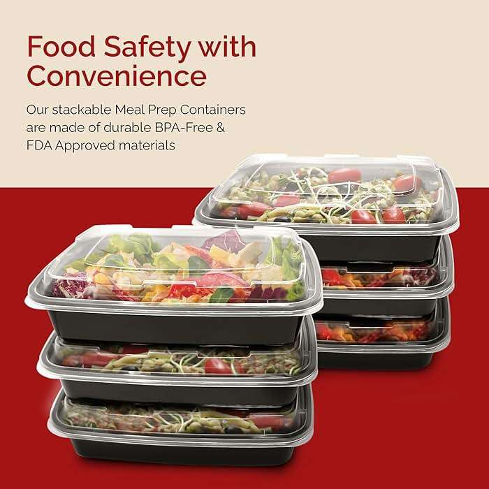 Reli. Meal Prep Containers (50 Pack, 32 oz.) | 1 Compartment Food Containers with Lids | Microwavable Freezer Dishwasher Safe - Bento Box - Image 5