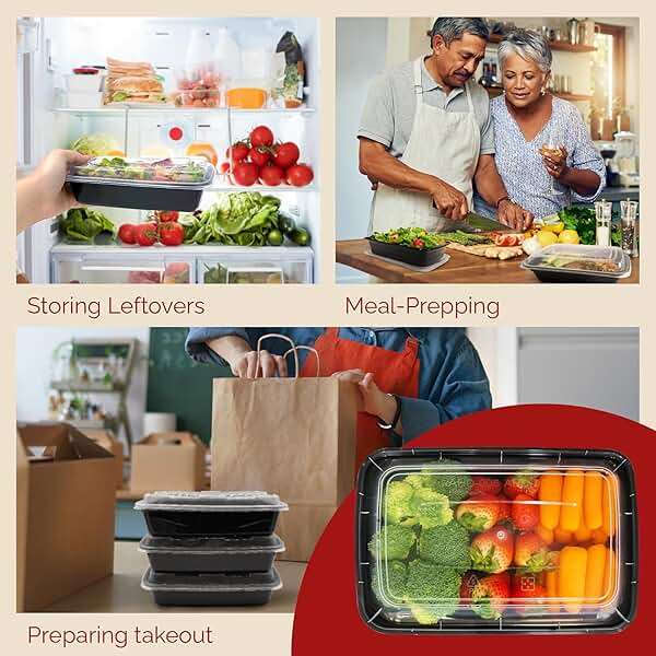 Reli. Meal Prep Containers (50 Pack, 32 oz.) | 1 Compartment Food Containers with Lids | Microwavable Freezer Dishwasher Safe - Bento Box - Image 6
