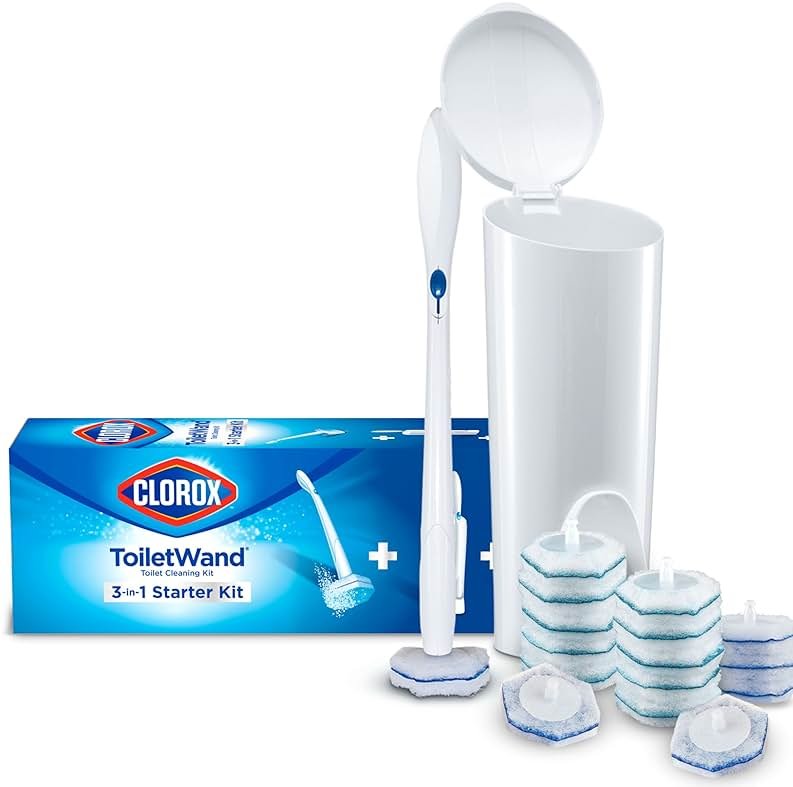 Clorox ToiletWand Disposable Toilet Cleaning System, Spring Cleaning Essential, ToiletWand, Storage Caddy, and 16 Disinfecting ToiletWand Scrubbing Pad Refills - Product Image
