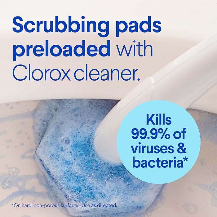 Clorox ToiletWand Disposable Toilet Cleaning System, Spring Cleaning Essential, ToiletWand, Storage Caddy, and 16 Disinfecting ToiletWand Scrubbing Pad Refills - Image 2
