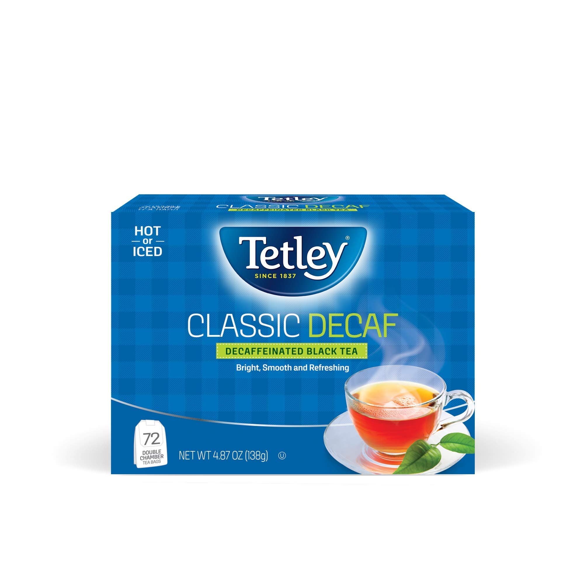 Tetley Classic Blend Decaf Premium Black Tea, Decaffinated Tea, 72 Tea Bags (Pack of 12), Rainforest Alliance Certified - Product Image