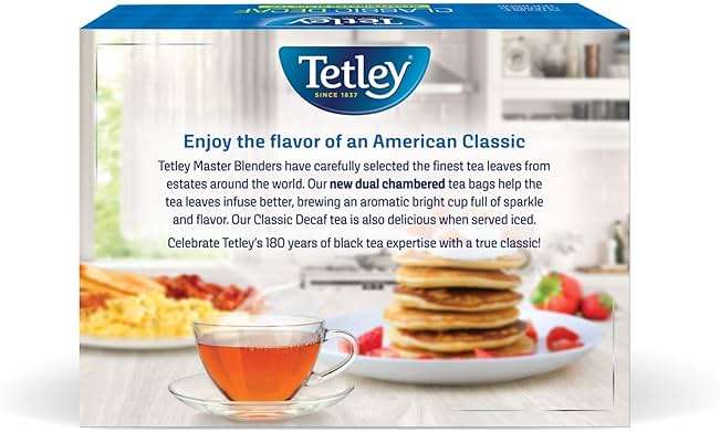 Tetley Classic Blend Decaf Premium Black Tea, Decaffinated Tea, 72 Tea Bags (Pack of 12), Rainforest Alliance Certified - Image 2