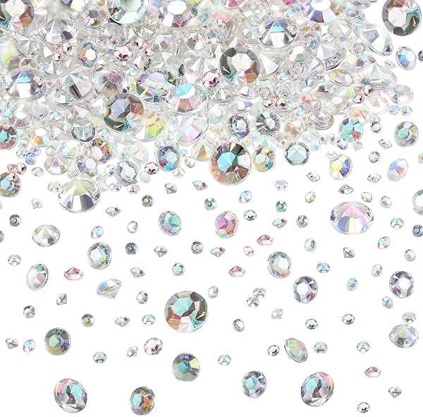 Hicarer 4000 Pieces Diamonds Crystals Acrylic Gems Wedding Table Scattering Gemstones Christmas Party Decorations Bridal Shower Masquerade Vase Fillers(Crystal AB,3 mm, 6 mm and 10 mm) - Image 1