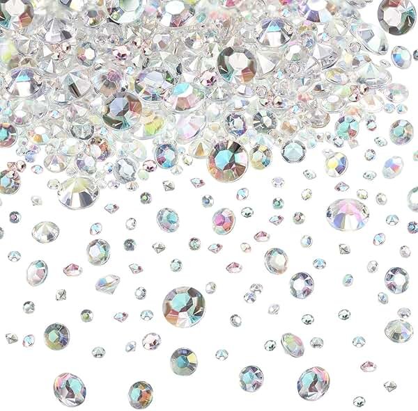 Hicarer 4000 Pieces Diamonds Crystals Acrylic Gems Wedding Table Scattering Gemstones Christmas Party Decorations Bridal Shower Masquerade Vase Fillers(Crystal AB,3 mm, 6 mm and 10 mm) - Product Image
