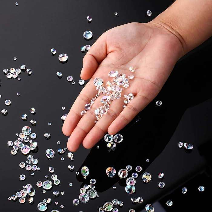 Hicarer 4000 Pieces Diamonds Crystals Acrylic Gems Wedding Table Scattering Gemstones Christmas Party Decorations Bridal Shower Masquerade Vase Fillers(Crystal AB,3 mm, 6 mm and 10 mm) - Image 4