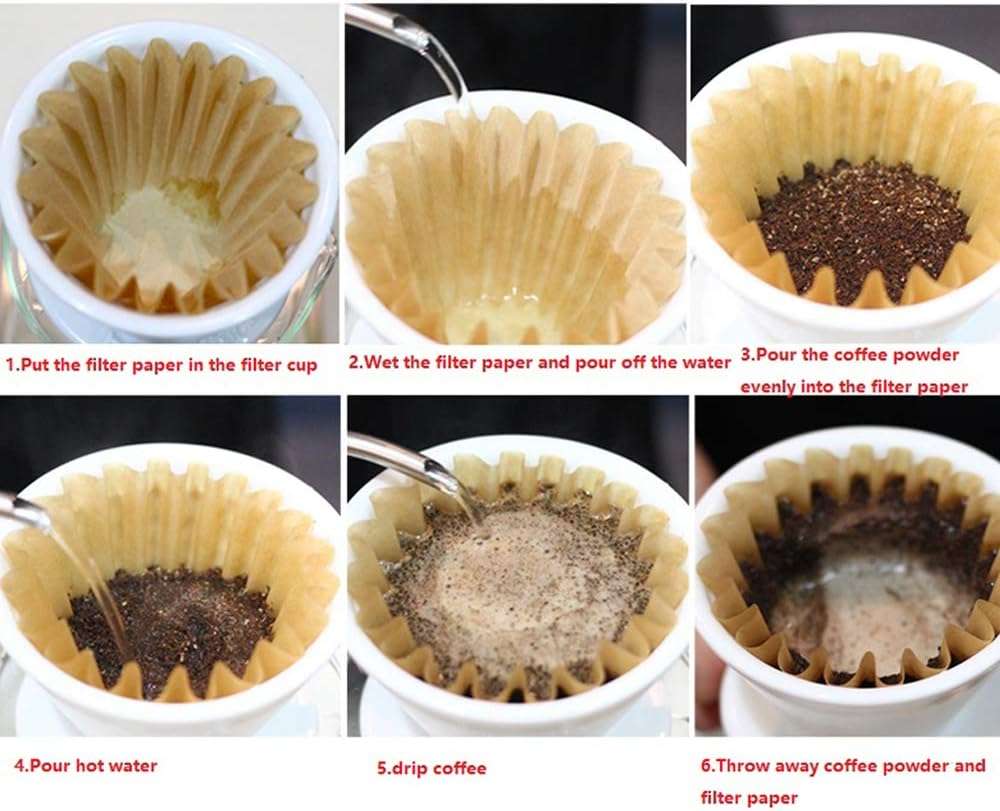 1-4 Cup Basket Coffee Filters,Natural Brown Biodegradable Basket Filters Paper Unbleached for Home Office Use,coffee filter flowers, 50 Count - Image 4