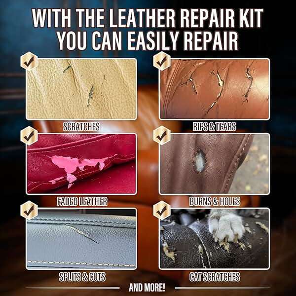 Leather Repair Kit for Furniture, Sofa, Jacket, Car Seats and Purse. Vinyl Repair Kit. Super Easy Instructions to Match Any Color, Restore Any Material, Bonded, Italian, Pleather, Genuine - Image 2