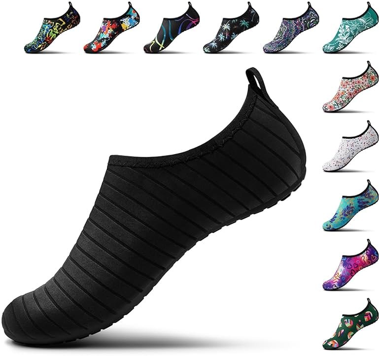 SEEKWAY Water Shoes Women Men Adult Quick-Dry Aqua Socks Barefoot Non Slip for Beach Swim River Pool Lake surf Black SK002(U) - Product Image