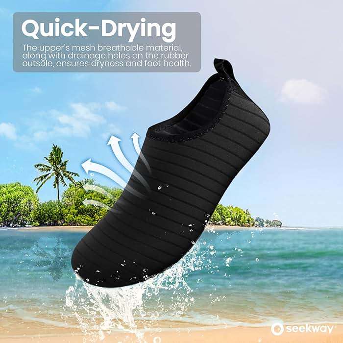 SEEKWAY Water Shoes Women Men Adult Quick-Dry Aqua Socks Barefoot Non Slip for Beach Swim River Pool Lake surf Black SK002(U) - Image 2