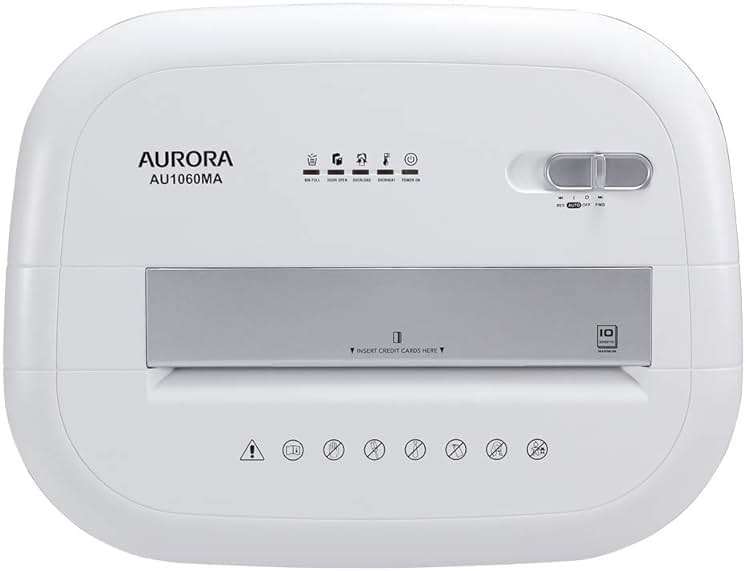 Aurora AU1060MA Professional Grade 10-Sheet High Security Micro-Cut Paper and Credit Card Shredder/ 60 Minutes/Security Level P-5, White, AU1060MA 10-Sheet High Security Microcut - Image 5