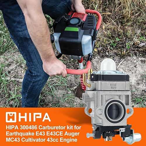 Hipa 300486 Carburetor for Earthquake E43 MC43 WE43 E43CE E43WC 43CC Tiller Carburetor Auger MC43E MC43CE MC43ECE MC43RCE Tiller Cultivator MD43 WE43E WE43CE Edger - Image 2