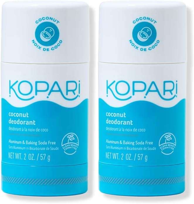 Kopari Aluminum Free Coconut Deodorant, Non Toxic & Clean Plant-Based, No Aluminum, Parabens or Baking Soda, Long Lasting Protection, Original 2 Pack - Image 1