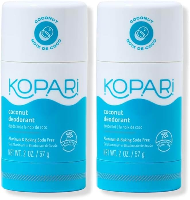 Kopari Aluminum Free Coconut Deodorant, Non Toxic & Clean Plant-Based, No Aluminum, Parabens or Baking Soda, Long Lasting Protection, Original 2 Pack - Product Image