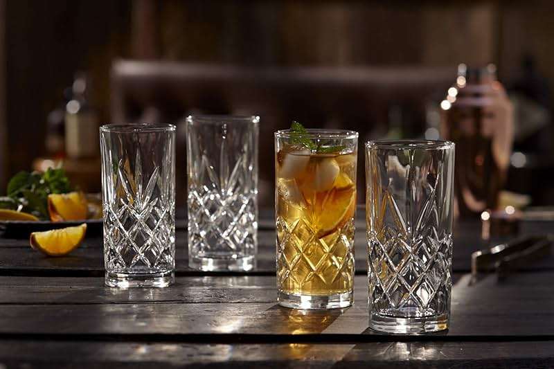 Royalty Art Kinsley Tall Highball Glasses Set of 8, 12 Ounce Cups, Textured Designer Glassware for Drinking Water, Beer, or Soda, Trendy and Elegant Dishware, Dishwasher Safe (Hiball) - Image 2