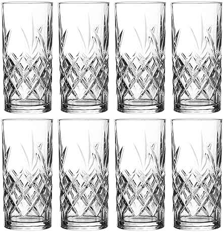 Royalty Art Kinsley Tall Highball Glasses Set of 8, 12 Ounce Cups, Textured Designer Glassware for Drinking Water, Beer, or Soda, Trendy and Elegant Dishware, Dishwasher Safe (Hiball) - Image 5