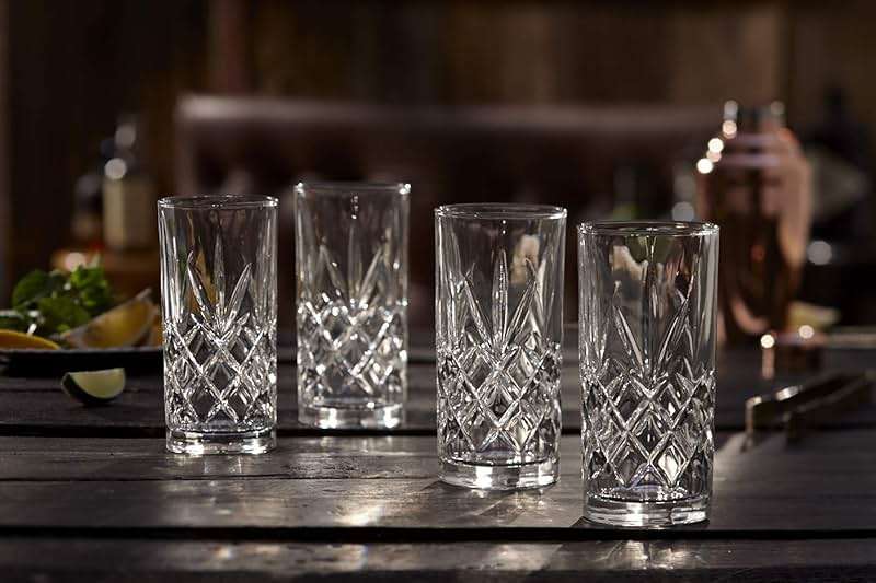 Royalty Art Kinsley Tall Highball Glasses Set of 8, 12 Ounce Cups, Textured Designer Glassware for Drinking Water, Beer, or Soda, Trendy and Elegant Dishware, Dishwasher Safe (Hiball) - Image 6