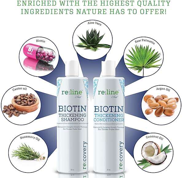 Biotin Shampoo and Conditioner for Thinning Hair Growth Thickening Shampoo for Hair Loss Treatment NATURAL Sulfate Free for Color Treated Hair Regrowth Treatment for Men Women - Image 2