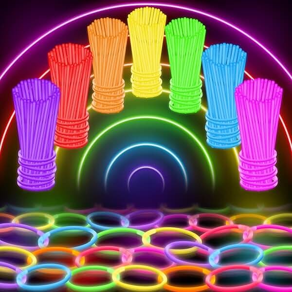 100 Ultra Bright Glow Sticks Bulk Party Pack - Halloween Glow in the Dark Party Supplies Pack - 8" Glowsticks Party Favors with Bracelets and Necklaces - Product Image