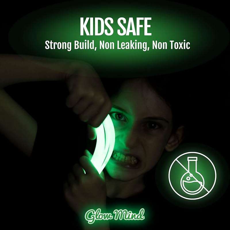 100 Ultra Bright Glow Sticks Bulk Party Pack - Halloween Glow in the Dark Party Supplies Pack - 8" Glowsticks Party Favors with Bracelets and Necklaces - Image 3