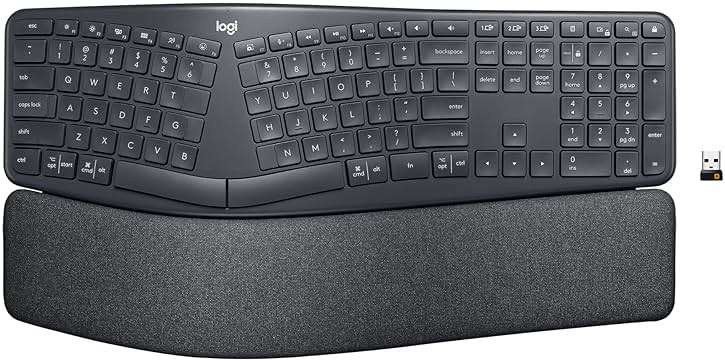 Logitech Ergo K860 Wireless Ergonomic Keyboard - Split Keyboard, Wrist Rest, Natural Typing, Stain-Resistant Fabric, Bluetooth and USB Connectivity, Compatible with Windows/Mac, Black - Image 1