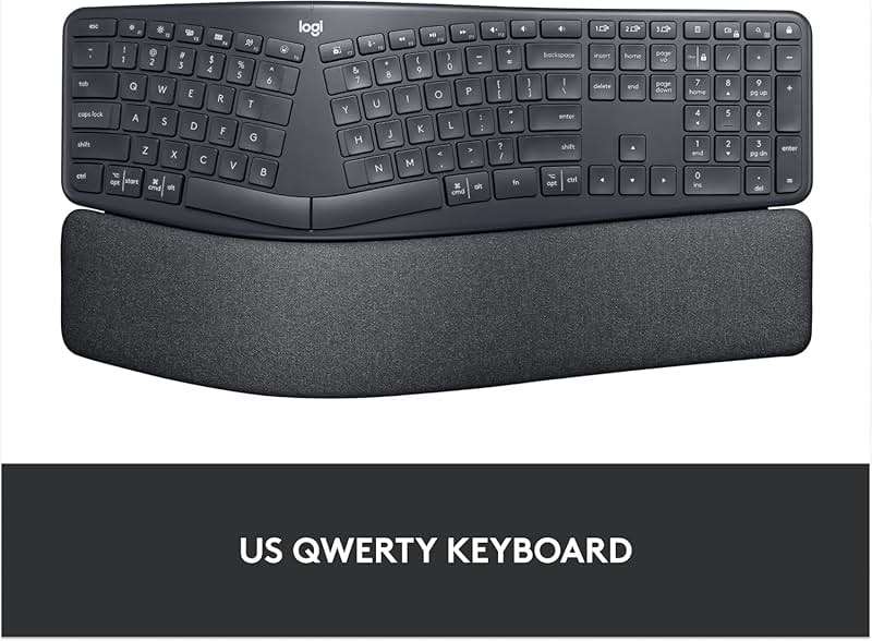 Logitech Ergo K860 Wireless Ergonomic Keyboard - Split Keyboard, Wrist Rest, Natural Typing, Stain-Resistant Fabric, Bluetooth and USB Connectivity, Compatible with Windows/Mac, Black - Image 7