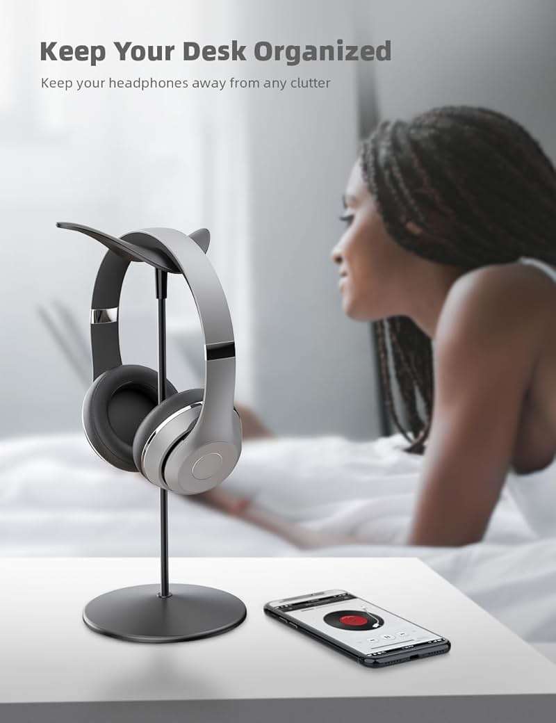 Lamicall Headphone Stand, Desktop Headset Holder - Desk Earphone Stand, for All Headsets Such as Airpods Max, HyperX Gaming Headphones, Beats, Senn heiser Music Headphones Gifts - Image 4