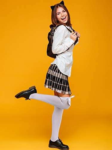 SATINIOR Knee High Socks with Bow White Stockings Black Stockings Women Thigh High Socks - Image 6