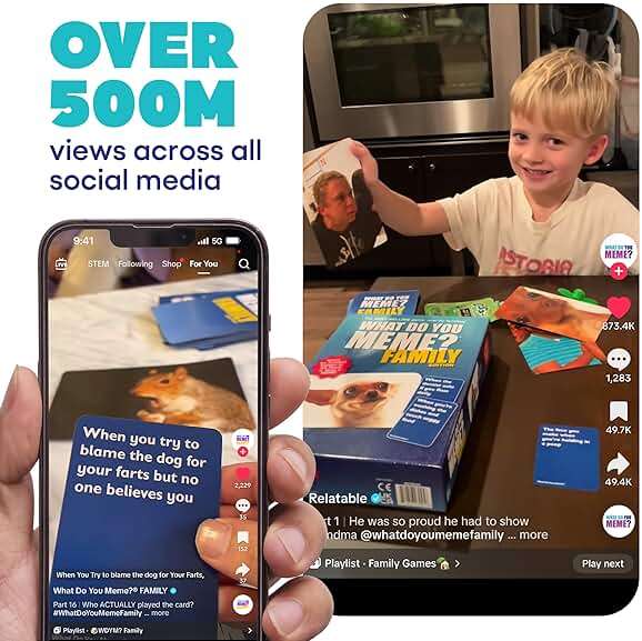 WHAT DO YOU MEME? Family Edition by Relatable, Family Games for Kids 8+, The TikTok Viral, Includes 300 Caption Cards, 108 Photo Cards, Stocking Stuffers Idea for Families - Image 7