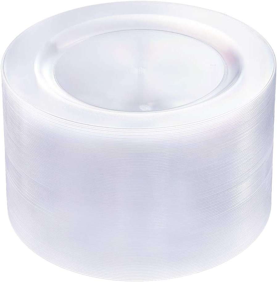 bUCLA 100Pieces Clear Plastic Plates -10.25inch Disposable Dinner Plates- Premium Weddings& Party Plates - Image 1