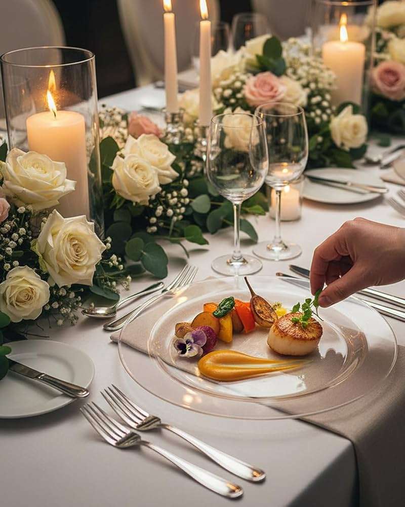bUCLA 100Pieces Clear Plastic Plates -10.25inch Disposable Dinner Plates- Premium Weddings& Party Plates - Image 2