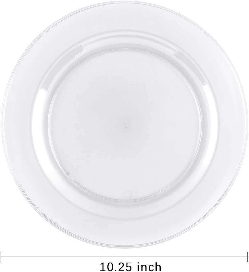 bUCLA 100Pieces Clear Plastic Plates -10.25inch Disposable Dinner Plates- Premium Weddings& Party Plates - Image 3
