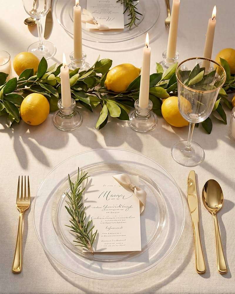 bUCLA 100Pieces Clear Plastic Plates -10.25inch Disposable Dinner Plates- Premium Weddings& Party Plates - Image 8