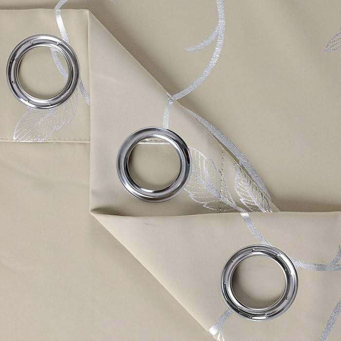 BUHUA Wave Floral Vine Print Blackout Curtains for Living Room Darkening Curtains Print Pattern Light Blocking Curtains for Bedroom 52W×84L Beige 2 Panels - Image 8