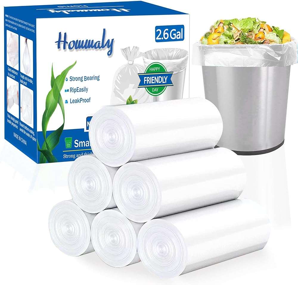2.6 Gallon Clear trash can liners 300 counts,Small trash bags garbage Bags, Extra Strong 2.6 Gal garbage Bags, Fit 10 liters trash Bin, bathroom trash can liners for Home Office bedroom(clear 300) - Image 1