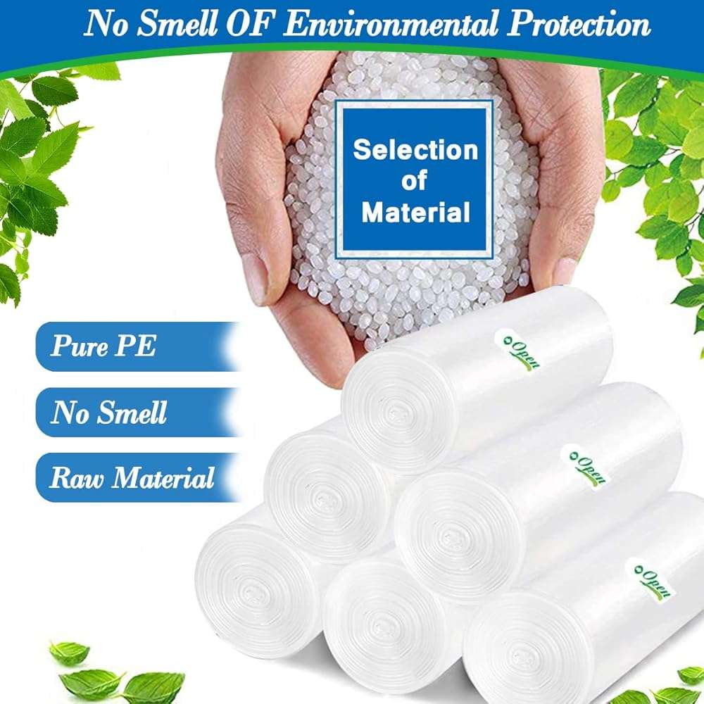 2.6 Gallon Clear trash can liners 300 counts,Small trash bags garbage Bags, Extra Strong 2.6 Gal garbage Bags, Fit 10 liters trash Bin, bathroom trash can liners for Home Office bedroom(clear 300) - Image 3
