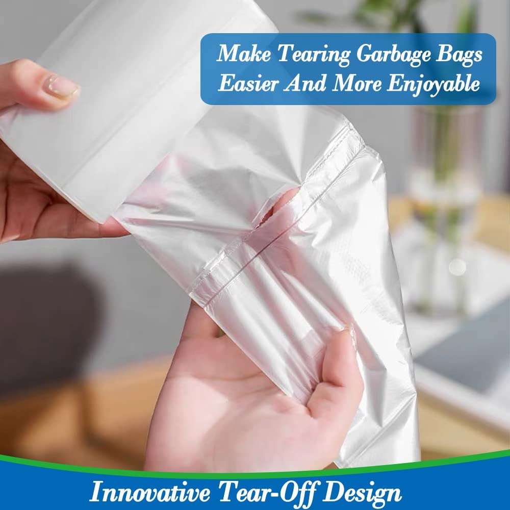 2.6 Gallon Clear trash can liners 300 counts,Small trash bags garbage Bags, Extra Strong 2.6 Gal garbage Bags, Fit 10 liters trash Bin, bathroom trash can liners for Home Office bedroom(clear 300) - Image 6