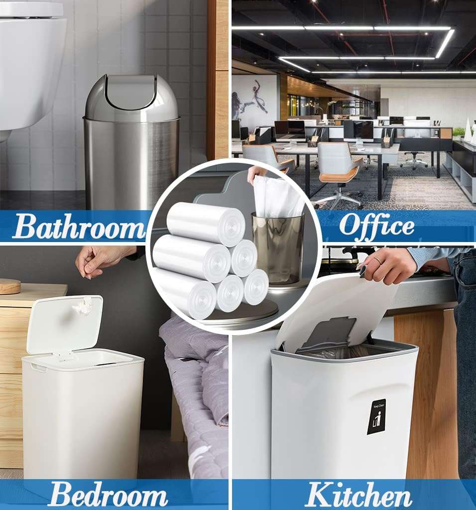 2.6 Gallon Clear trash can liners 300 counts,Small trash bags garbage Bags, Extra Strong 2.6 Gal garbage Bags, Fit 10 liters trash Bin, bathroom trash can liners for Home Office bedroom(clear 300) - Image 7