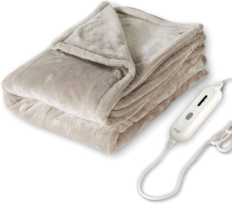 Tefici Heated Blanket Throw 50"x60", Ultra Soft 2-Layer Flannel Electric Blanket, for Home Office Sofa,3 Heat Settings, 4H Auto Off, ETL FCC Certified, Overheat Protection, Machine Washable, Camel - Image 1