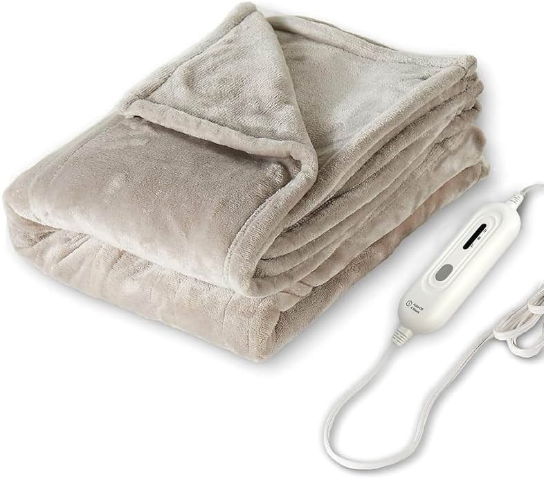 Tefici Heated Blanket Throw 50"x60", Ultra Soft 2-Layer Flannel Electric Blanket, for Home Office Sofa,3 Heat Settings, 4H Auto Off, ETL FCC Certified, Overheat Protection, Machine Washable, Camel - Product Image