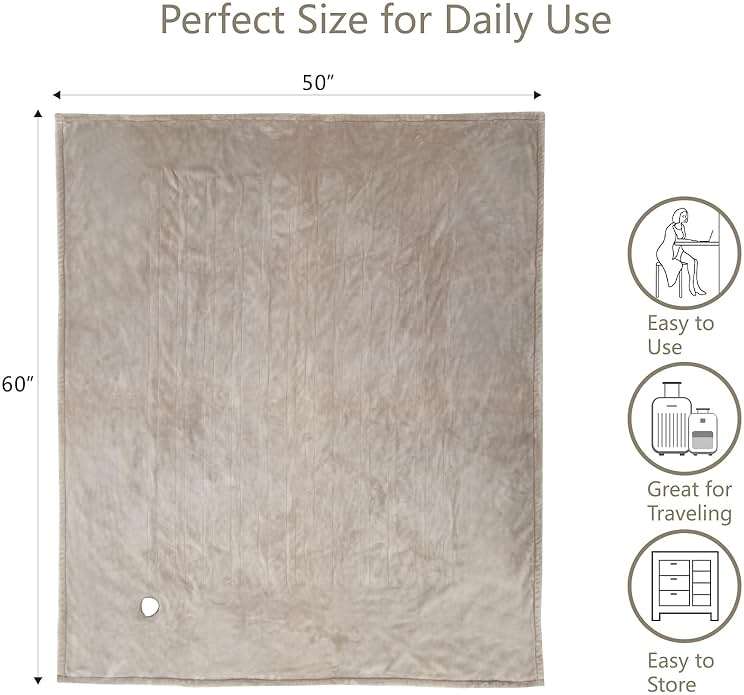 Tefici Heated Blanket Throw 50"x60", Ultra Soft 2-Layer Flannel Electric Blanket, for Home Office Sofa,3 Heat Settings, 4H Auto Off, ETL FCC Certified, Overheat Protection, Machine Washable, Camel - Image 2
