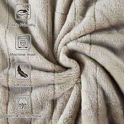 Tefici Heated Blanket Throw 50"x60", Ultra Soft 2-Layer Flannel Electric Blanket, for Home Office Sofa,3 Heat Settings, 4H Auto Off, ETL FCC Certified, Overheat Protection, Machine Washable, Camel - Image 8