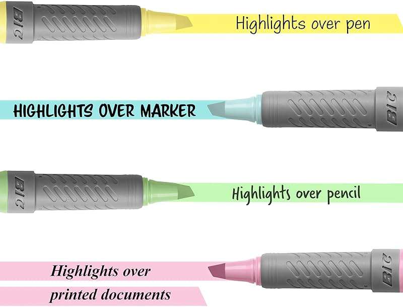 BIC Brite Liner Grip Pastel Highlighter Set, Chisel Tip, 12-Count Pack of Pastel Highlighters in Assorted Colors, Cute Highlighters for Bullet Journaling, Note Taking and More - Image 2