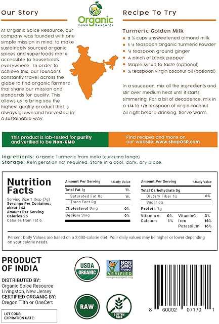 Organic Turmeric Powder w/Curcumin | 35.27 Ounce / 2.2 LBS | USDA Organics and Non-GMO | Lab Tested for Heavy Metal and Purity | 100% Raw and Natural by OSR - Image 2