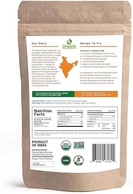 Organic Turmeric Powder w/Curcumin | 35.27 Ounce / 2.2 LBS | USDA Organics and Non-GMO | Lab Tested for Heavy Metal and Purity | 100% Raw and Natural by OSR - Image 6