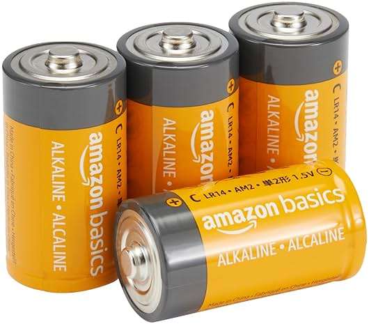 Amazon Basics C Cell Alkaline All-Purpose Batteries, 1.5 Volt, 5-Year Shelf Life, Reliable Power for Toys, Clocks, Flashlights, 4-Pack - Image 1