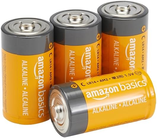 Amazon Basics C Cell Alkaline All-Purpose Batteries, 1.5 Volt, 5-Year Shelf Life, Reliable Power for Toys, Clocks, Flashlights, 4-Pack - Product Image