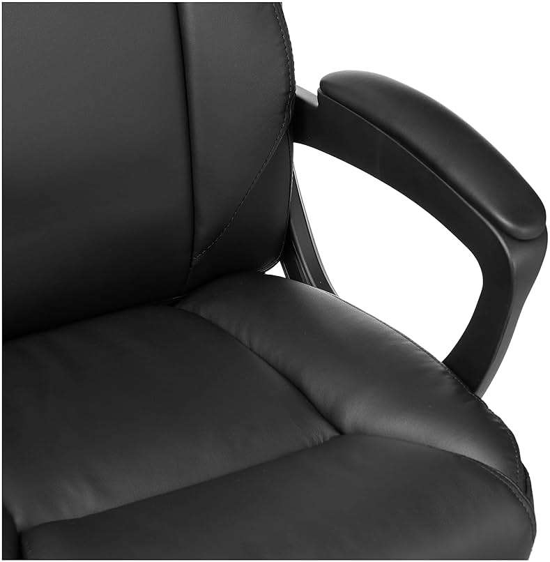 Amazon Basics Classic Puresoft PU Padded Mid-Back Office Desk Chair with Armrest, Easy Assembly, Sturdy Metal Base, Wheels, 275lb Support, 26"D x 23.75"W x 42"H, Black - Image 6