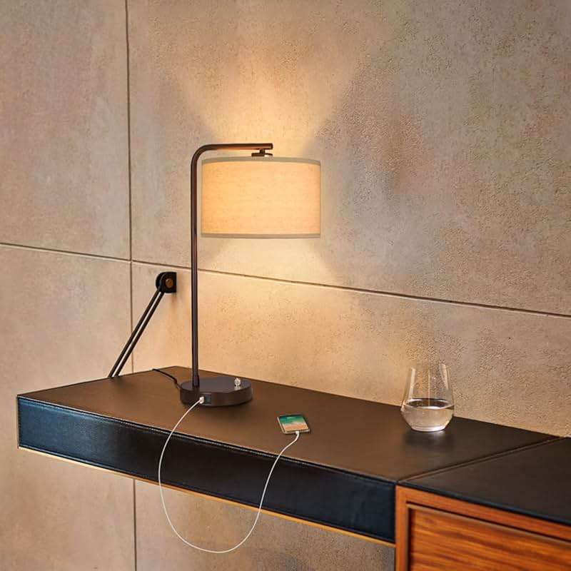 25" Tall Table Lamp with USB C+A Ports, Fully Stepless Dimmable Modern Minimalist Bedside Nightstand Lamp, Reading Desk Lamp for Bedroom, Living Room, Study Room, Office, 9W 3000K LED Bulb Included - Image 5