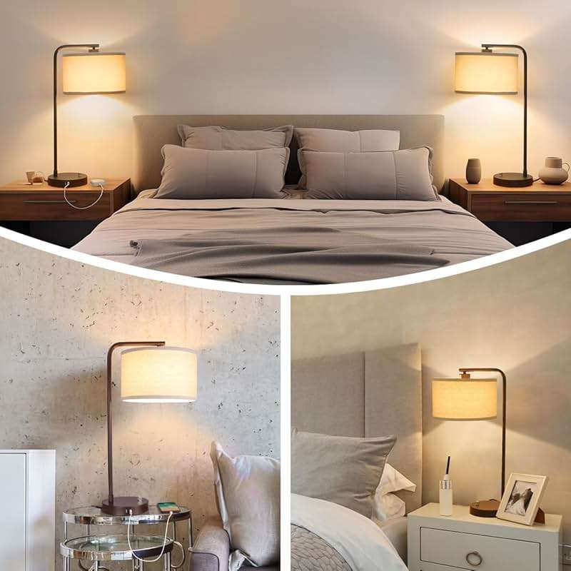25" Tall Table Lamp with USB C+A Ports, Fully Stepless Dimmable Modern Minimalist Bedside Nightstand Lamp, Reading Desk Lamp for Bedroom, Living Room, Study Room, Office, 9W 3000K LED Bulb Included - Image 7