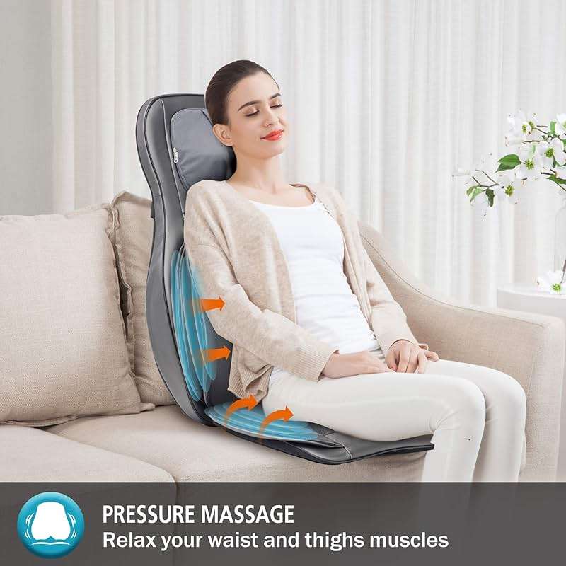 COMFIER Massager Chair with Heat, Shiatsu Neck Back Massager Portable with Compression & Rolling,Massage Chair Pad for Neck & Back for Muscle Tension Relief, Father Day Gift - Image 4